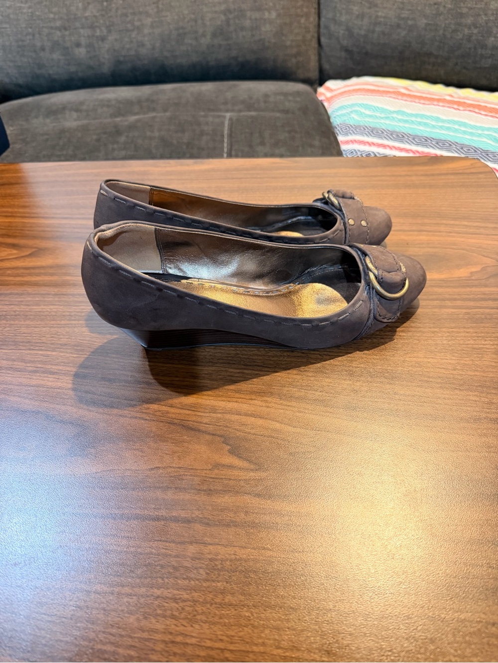 Coach Millie Vintage Wax Calf Women's Espresso color Low Wedge Pumps Size 9